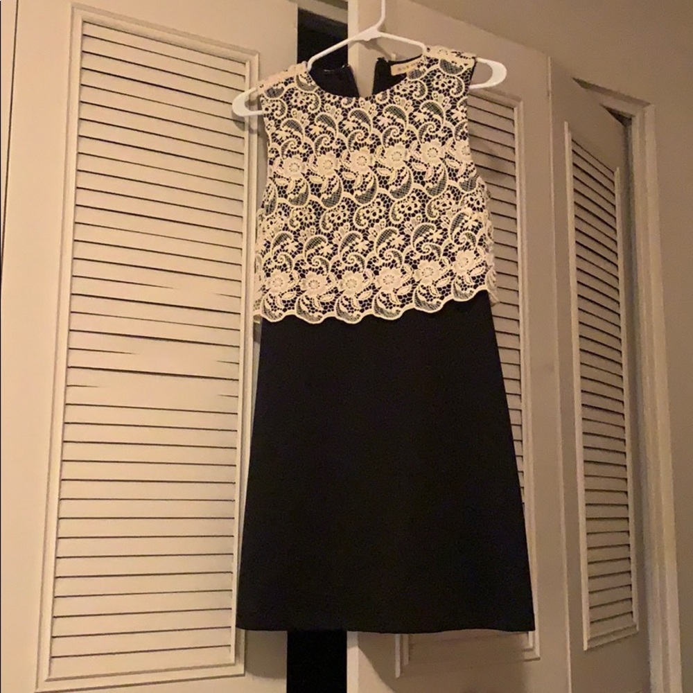 Black Dress with Knit Lace